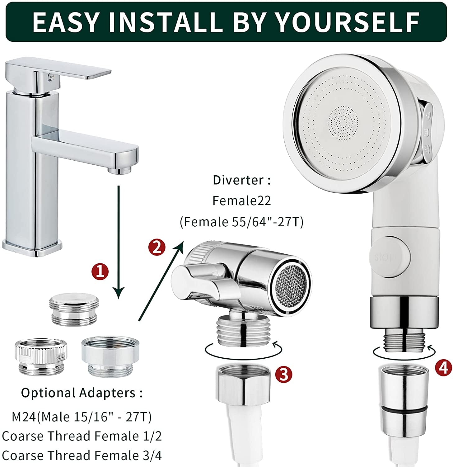 Versatile Sink Faucet Sprayer Attachment: Transform Your Tub Faucet into a Convenient Shower Head – Ideal for Dog Bathing, Laundry, Bathroom, and Kitchen Use