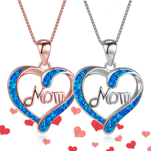 Love-shaped MOM Letter Pendant Necklace