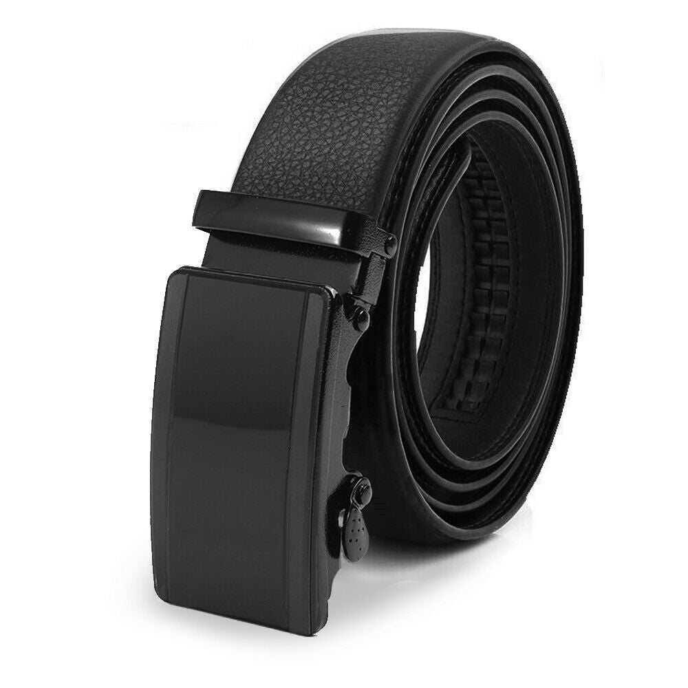 Sophisticated Style: BLACK Microfiber Leather Belt for Men - Ratchet Belt with Automatic Buckle Closure, Crafted in the USA