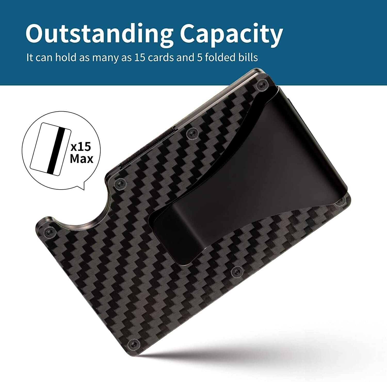Carbon Fiber Slim Money Clip RFID Card Holder – A Stylish and Secure Metal Men's Wallet, Ideal for Gifting