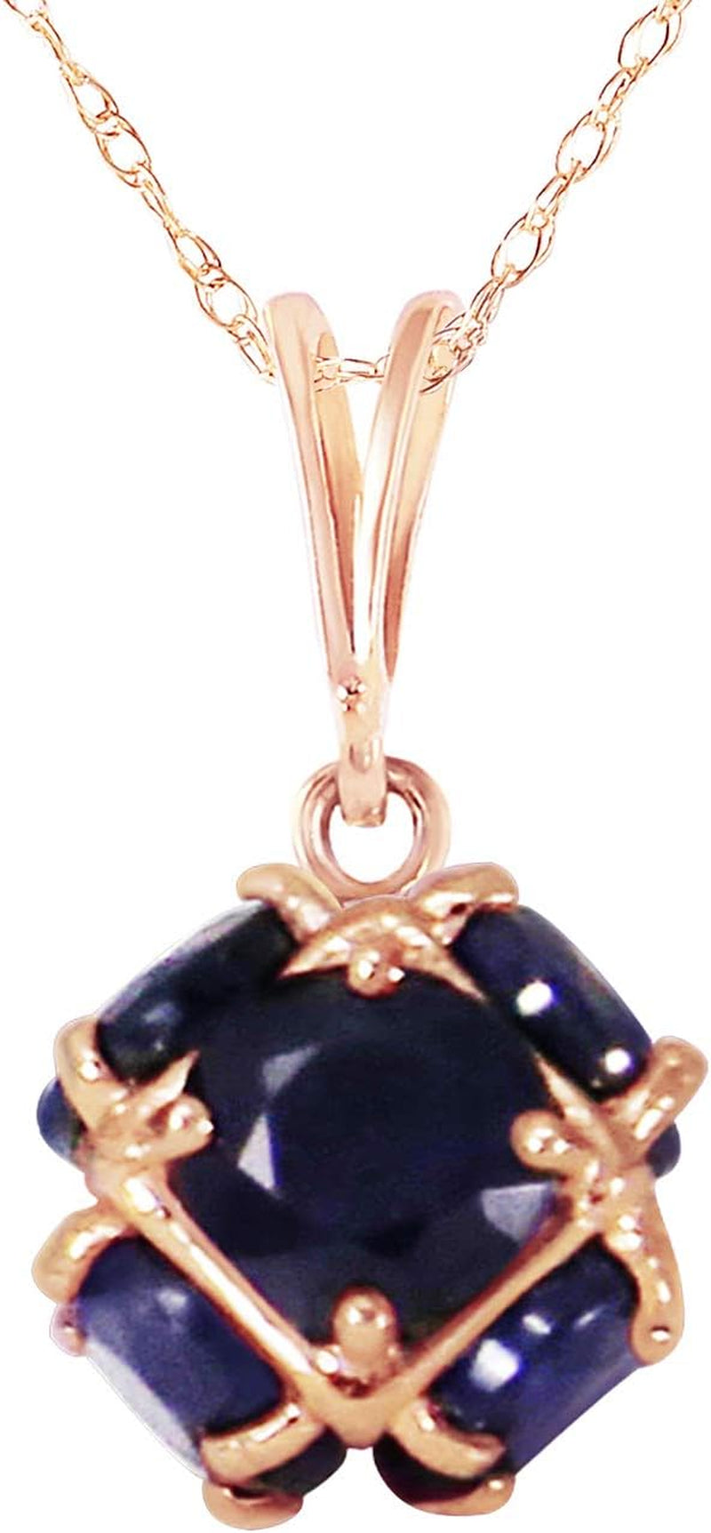 14K Rose Gold Necklace with Natural Sapphires
