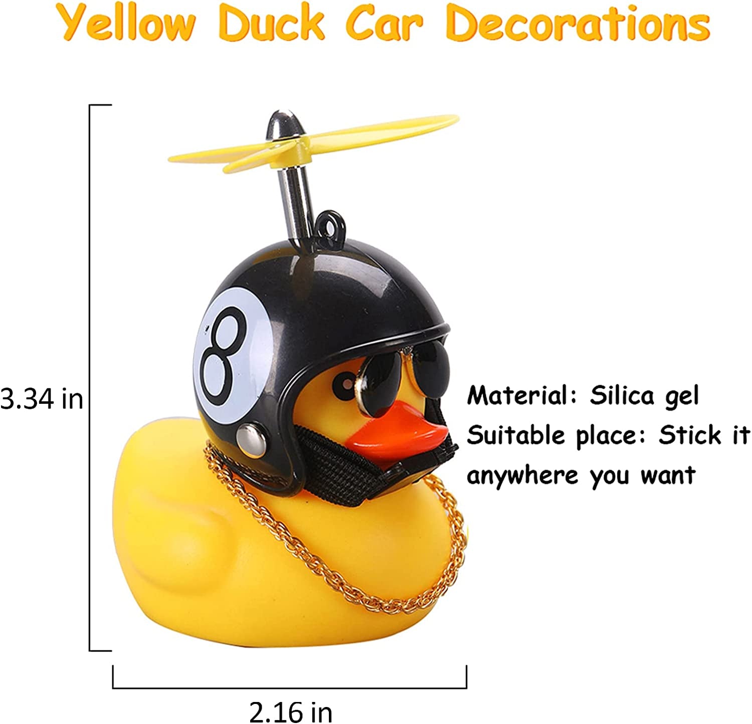 Rubber Duck Car Ornaments Yellow Duck Car Dashboard Decorations with Propeller Helmet