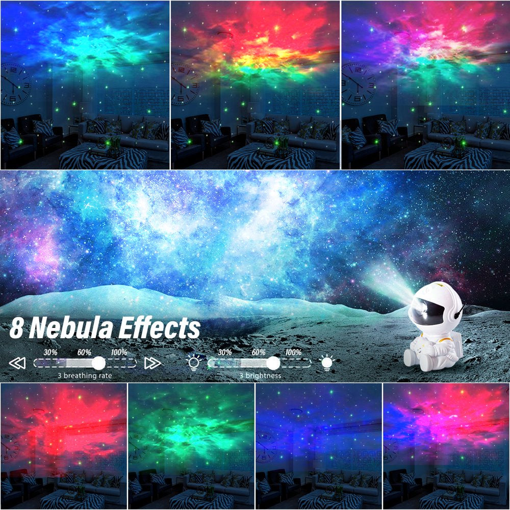 Reach for the Stars: Astronaut Projector Night Light – Transform Your Space with Starry Nebula Galaxies, LED Lamp with Timer and Remote for Dreamy Nights, Perfect Gift for Kids and Adults on Christmas, Birthdays, and Beyond (White)