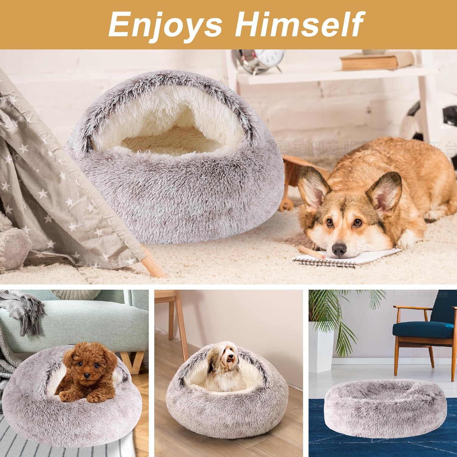 Dog Beds for Small Dogs, Cat Bed Cave, Removable Washable Cute Cat Bed, Cozy Nook Pet Bed for Dogs or Cats, Anti-Slip Puppy Bed for Small Medium Pets
