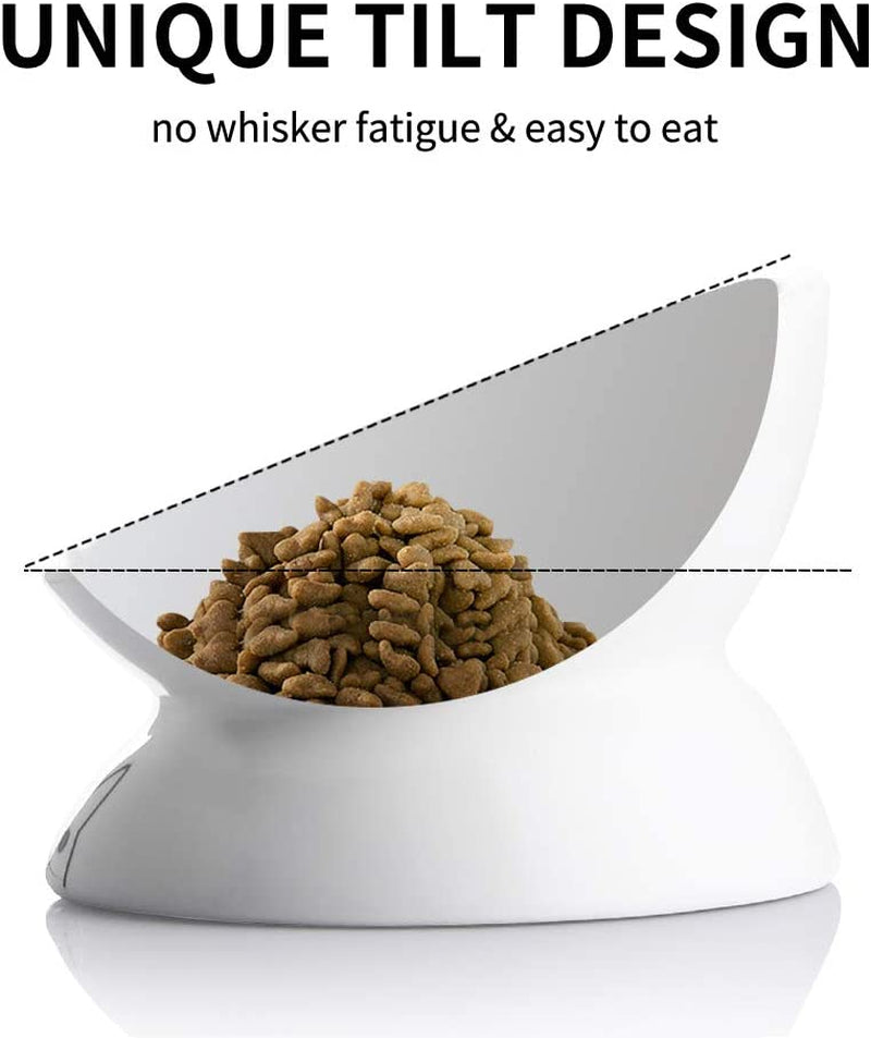 Elevate Meow Time: Ceramic Raised Cat Bowls – Slanted, Stress-Free Dining for Your Feline Friend, Promoting Spinal Health and Backflow Prevention