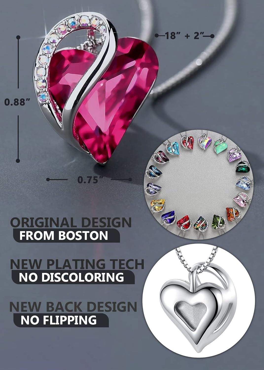 Eternal Love: Valentine's Day Gift Necklaces for Women - Infinity Love Heart Pendant with Birthstone Crystals, Silver Plated 18 + 2 Inch Chain, Jewelry Valentine's Gifts for Wife, Girlfriend