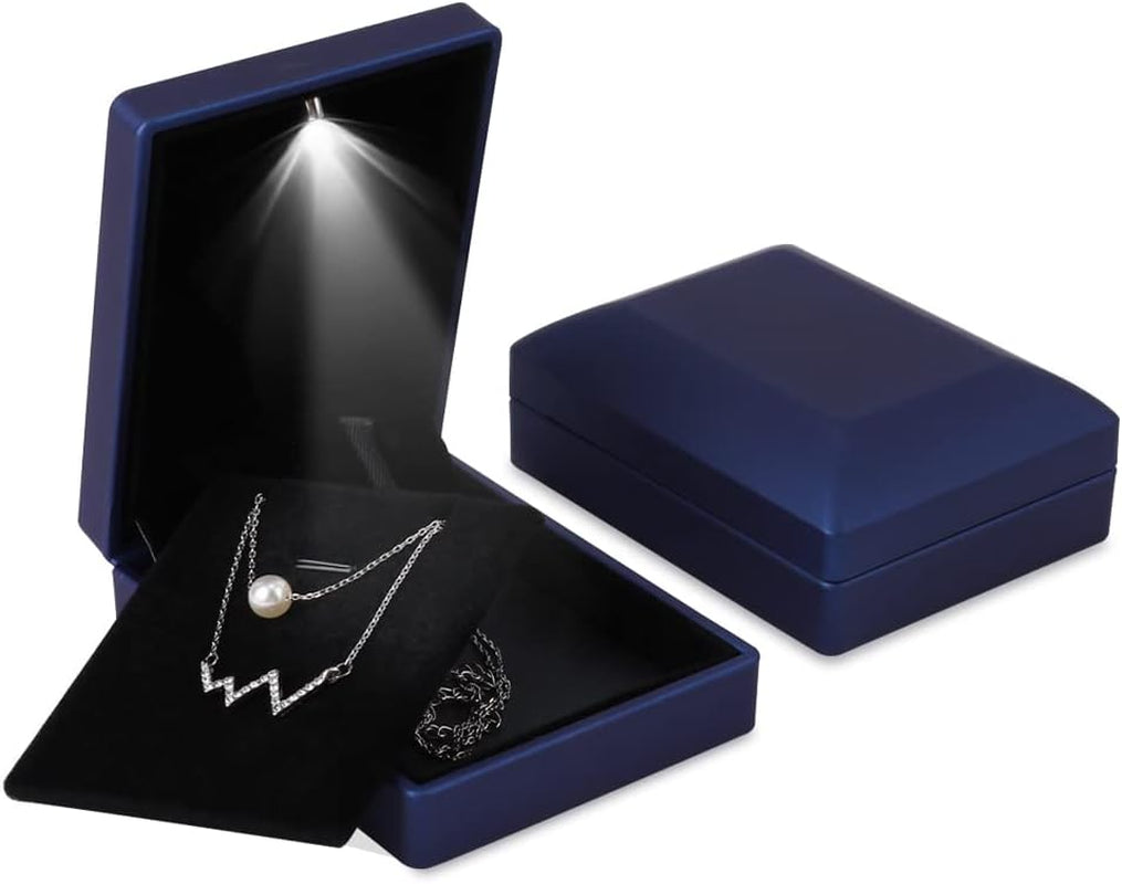 Illuminate Your Valentine's Gift: Blue LED Light Pendant Box - Jewelry Display Case for a Stunning and Thoughtful Gift Presentation