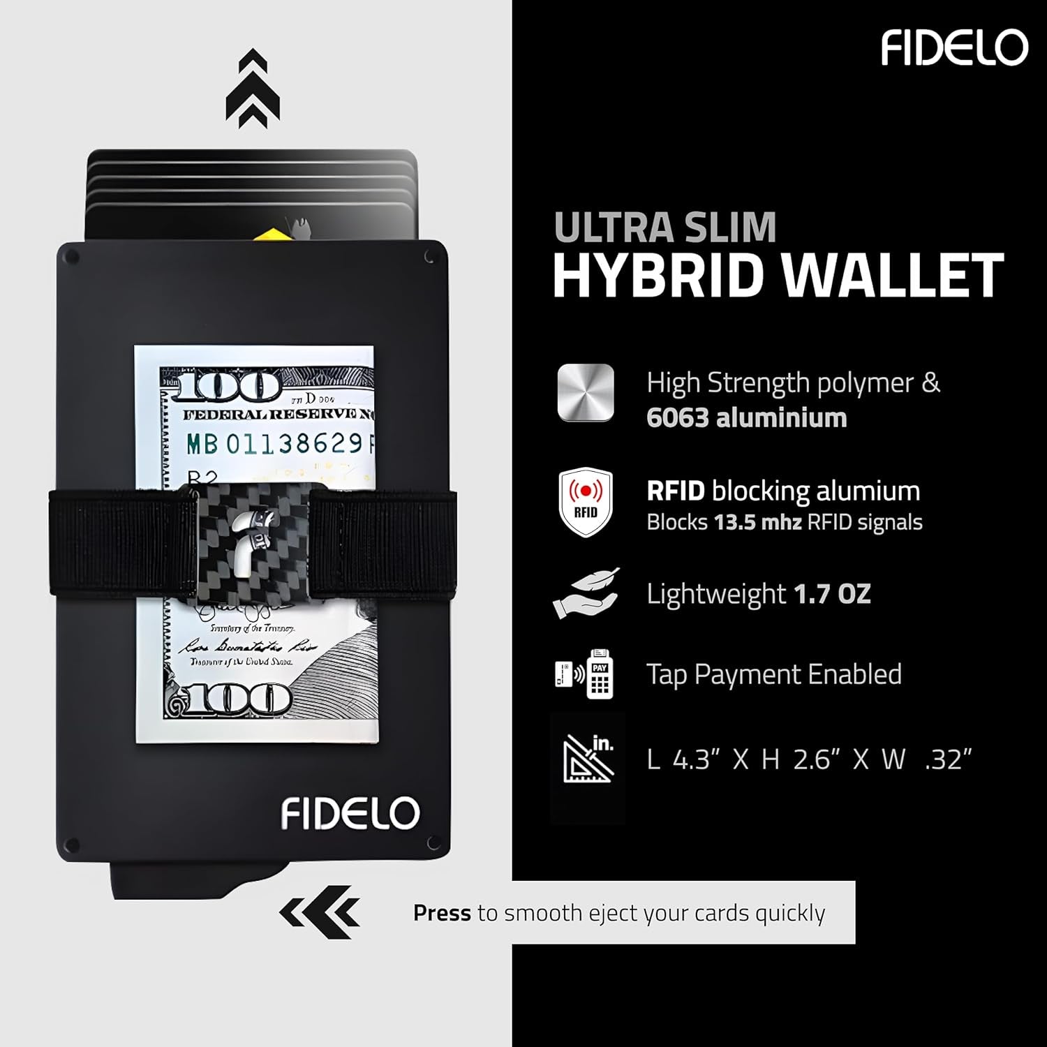 Minimalist Wallet for Men - RFID Blocking Wallet Credit Card Holder, Slim Wallet for Men and Two Cash Band for Your Pop up Wallet
